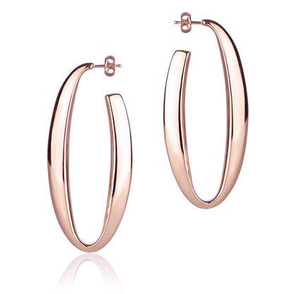 Orecchini ovali in oro rosa 18k sezione triangolare lunghezza 60mm