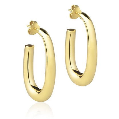 Orecchini ovali in oro giallo 18 k sezione rotonda lunghezza 30mm