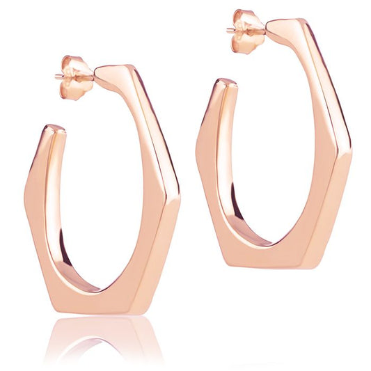 Orecchini esagonali in oro rosa 18k larghezza 30mm