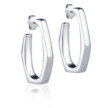 Orecchini esagonali in oro bianco 18k larghezza 20mm