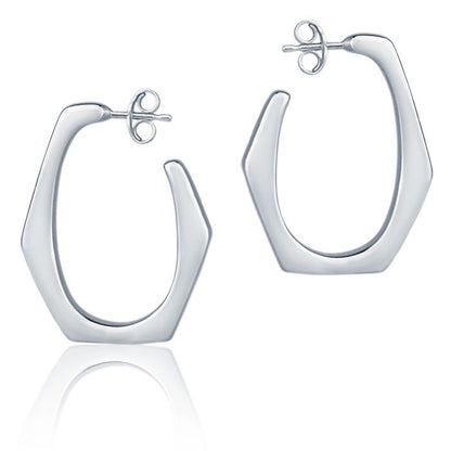 Orecchini esagonali in oro bianco 18k larghezza 20mm