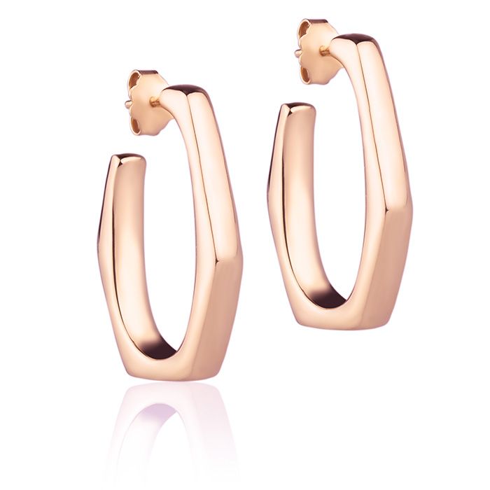 Orecchini esagonali in oro rosa 18k larghezza 20mm