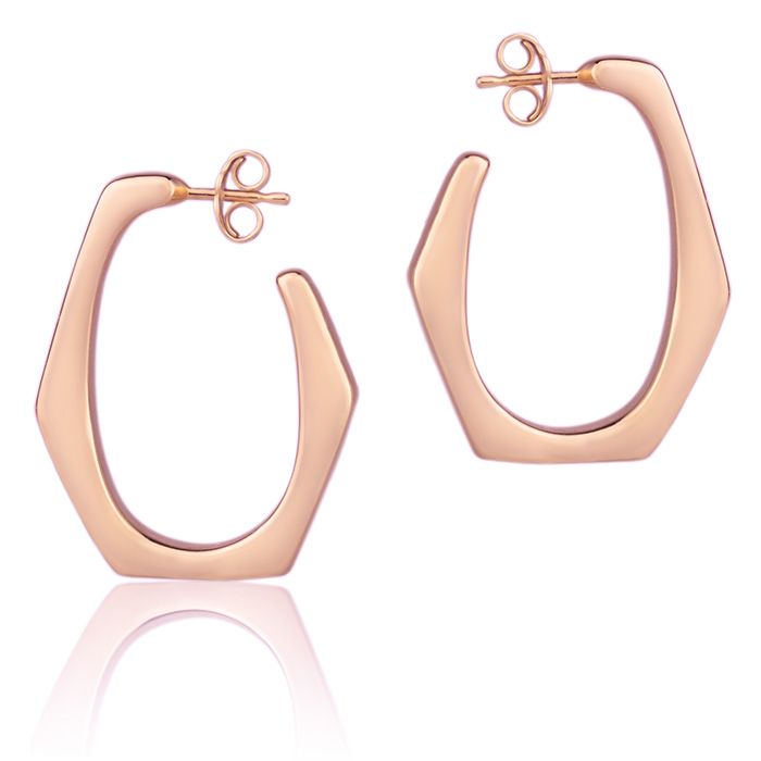 Orecchini esagonali in oro rosa 18k larghezza 20mm