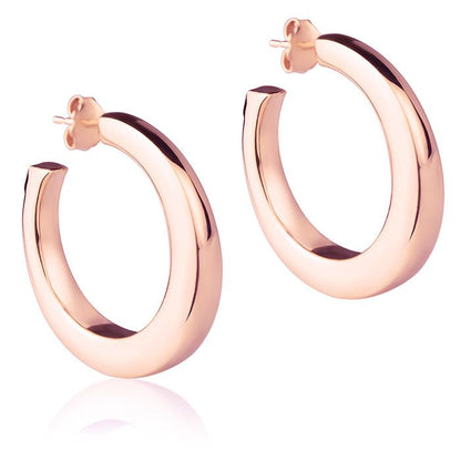 Orecchini in oro rosa 18k a cerchio da 30 mm sezione quadrata