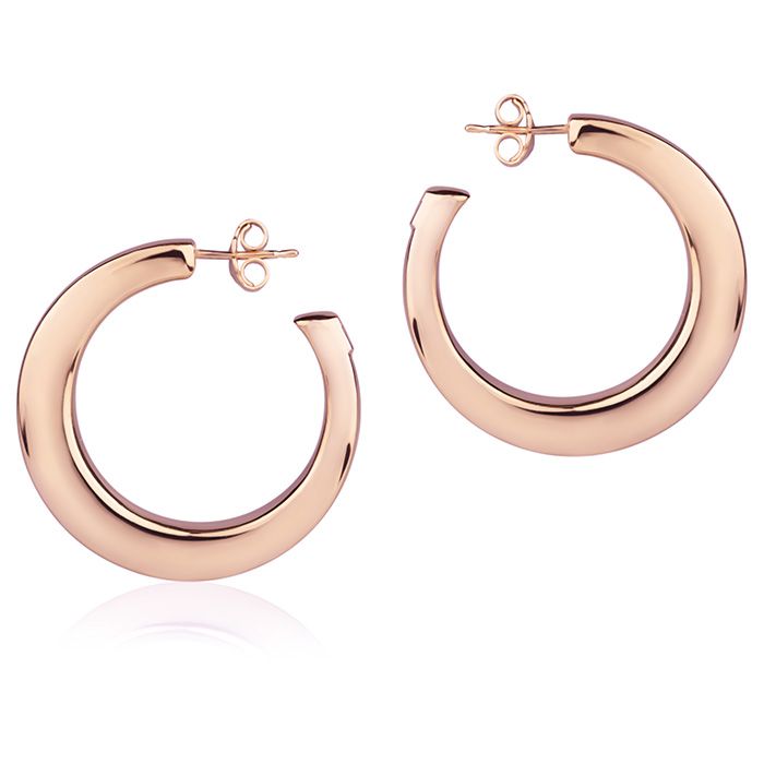 Orecchini in oro rosa 18k a cerchio da 30 mm sezione quadrata