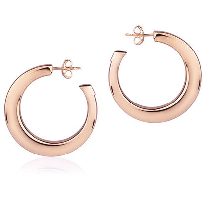 Orecchini in oro rosa 18k a cerchio da 30 mm sezione quadrata