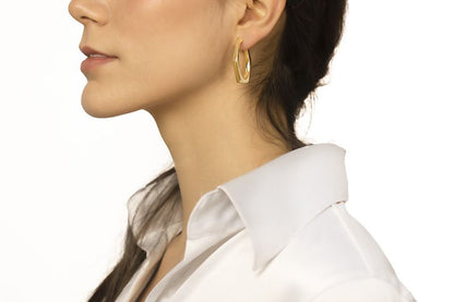 Orecchini esagonali in oro giallo 18k larghezza 30mm