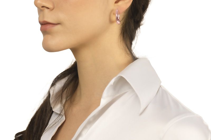 Orecchini in oro rosa 18k a cerchio diametro 25 mm sezione rotonda