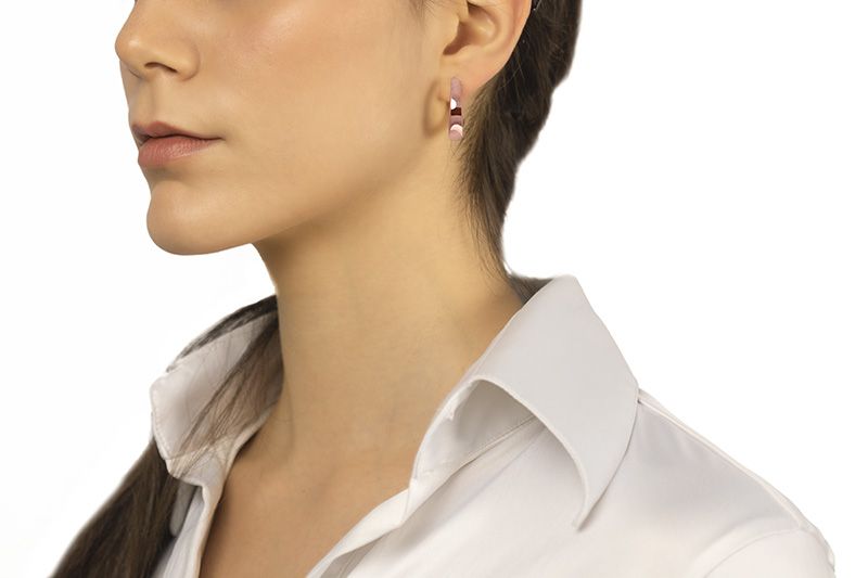 Orecchini in oro rosa 18k a cerchio diametro 25 mm sezione quadrata