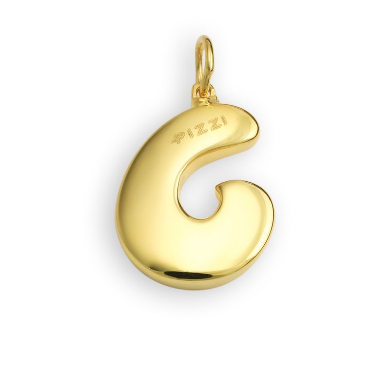 18kt yellow gold initial letter C pendant with lace