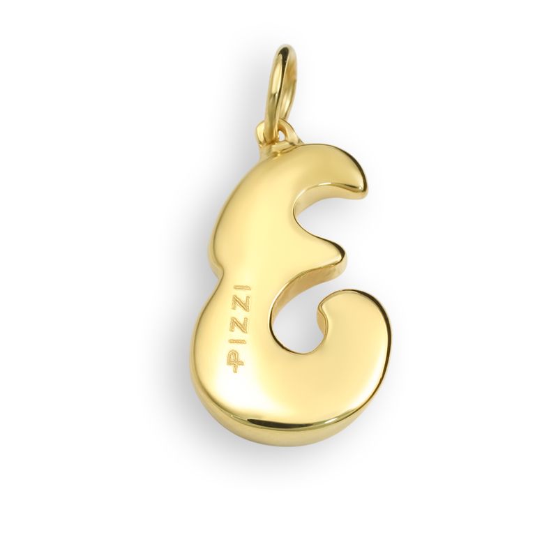 Pendant with initial letter e lace in 18kt yellow gold