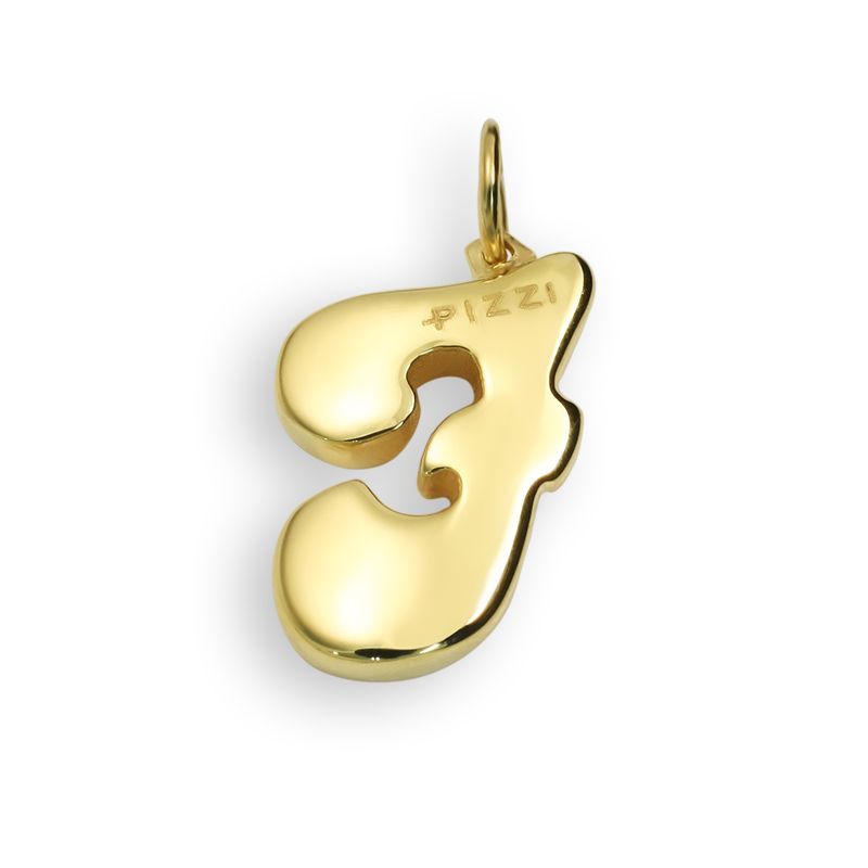 18kt yellow gold initial letter f pendant with lace