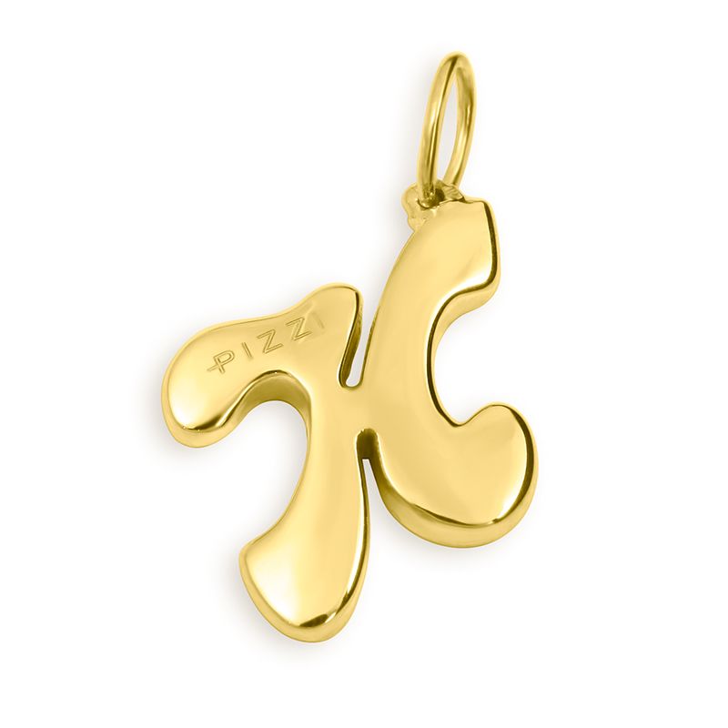 18kt yellow gold initial letter H pendant with lace