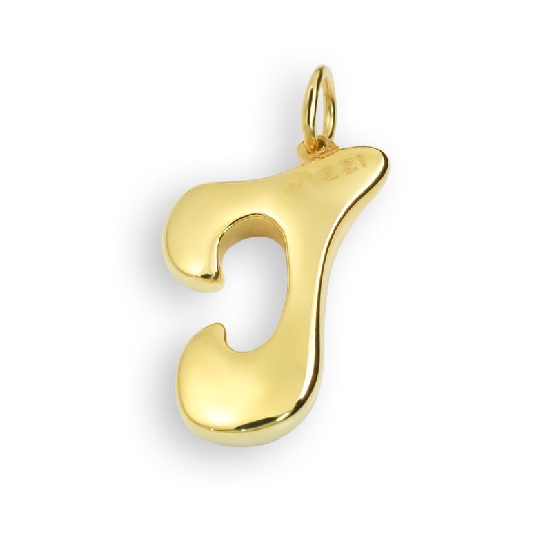 18kt yellow gold initial letter i pendant