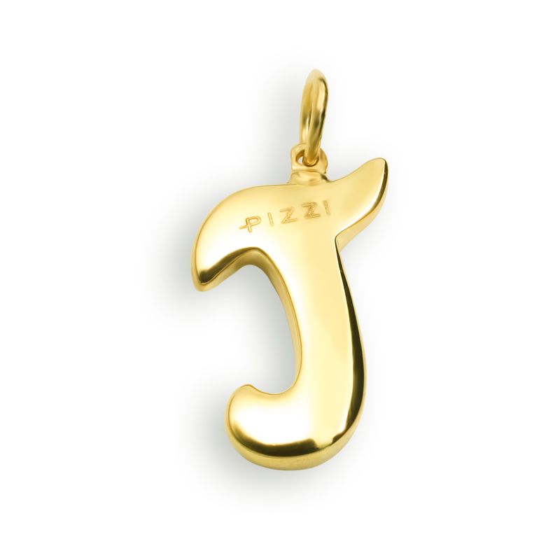 18kt yellow gold initial letter j pendant with lace