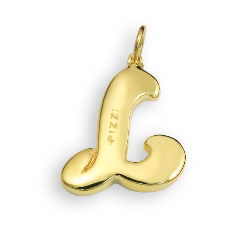 18kt yellow gold initial letter l pendant with lace