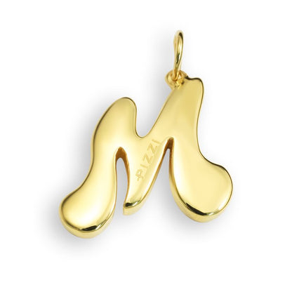 Pendente con laccio iniziale lettera m in oro giallo 18kt