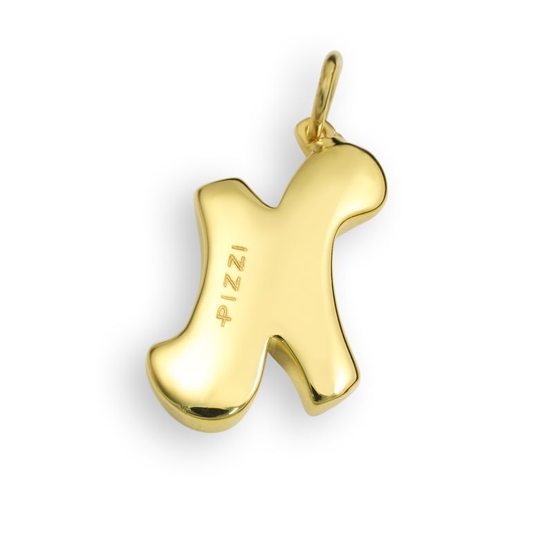 18kt yellow gold initial letter n pendant with lace