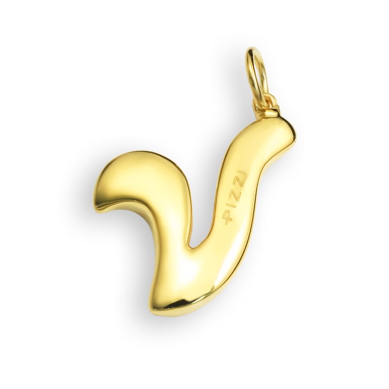 Collana in oro giallo 18k con iniziale lettera  v