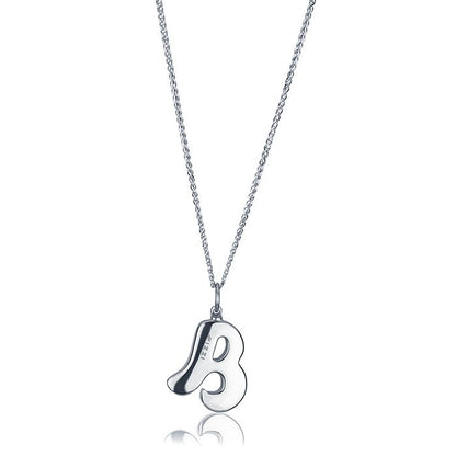 Collana in oro bianco 18kt con iniziale lettera b