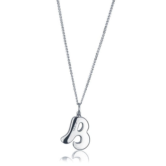 Collana in oro bianco 18kt con iniziale lettera b