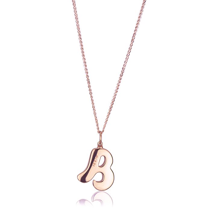 18kt rose gold necklace with initial letter B