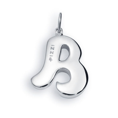 Collana in oro bianco 18kt con iniziale lettera b