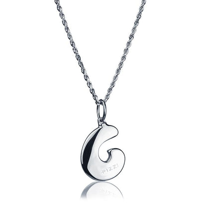 Collana in oro bianco 18kt con iniziale lettera C