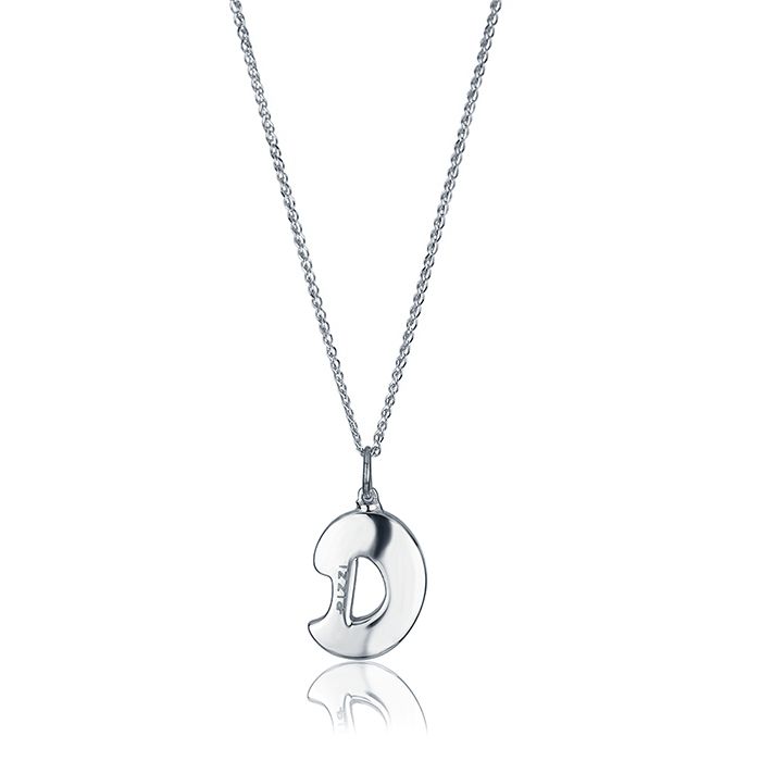 Collana in oro bianco 18kt con iniziale lettera d