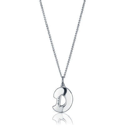 Collana in oro bianco 18kt con iniziale lettera d