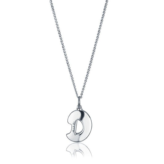 Collana in oro bianco 18kt con iniziale lettera d