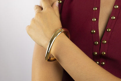 Rigid oval gold-plated silver bracelet