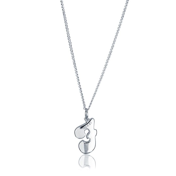 Collana in oro bianco 18kt con iniziale lettera f