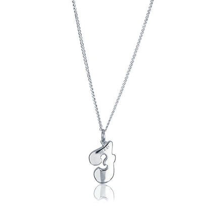 Collana in oro bianco 18kt con iniziale lettera f