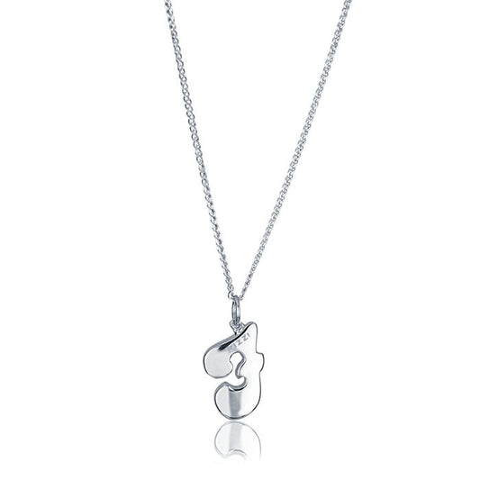 Collana in oro bianco 18kt con iniziale lettera f