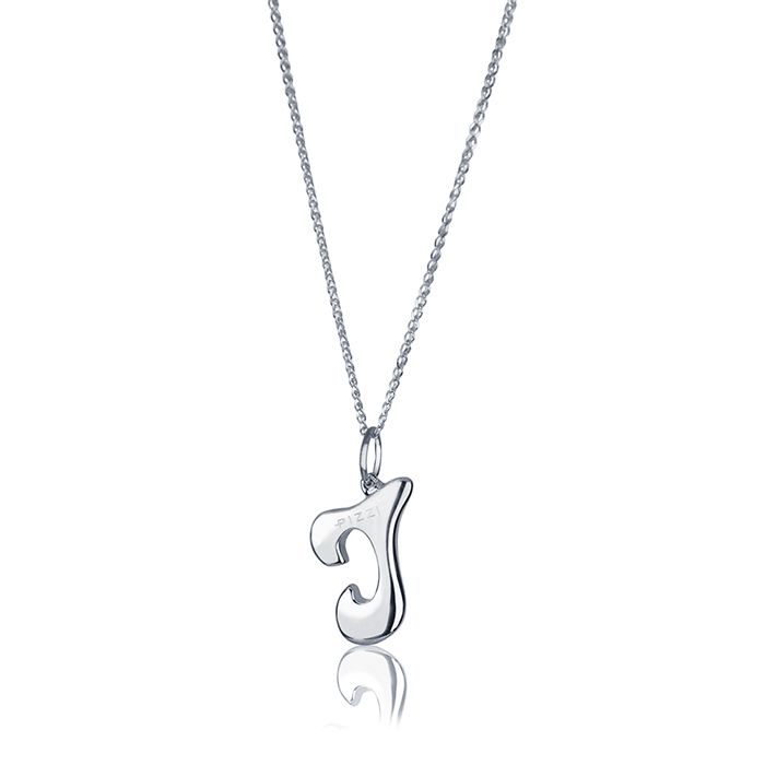 18k white gold necklace with initial letter I