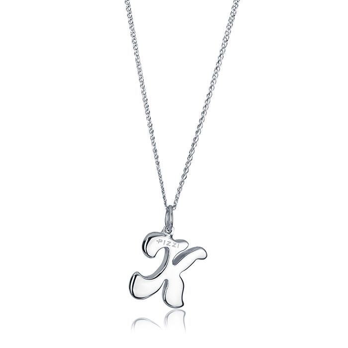 Collana in oro bianco 18kt con iniziale lettera k