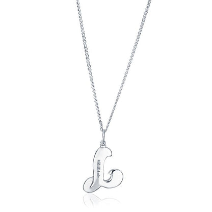 Collana in oro bianco 18kt con iniziale lettera l