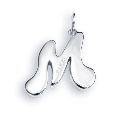 Collana in oro bianco 18kt con iniziale lettera  m
