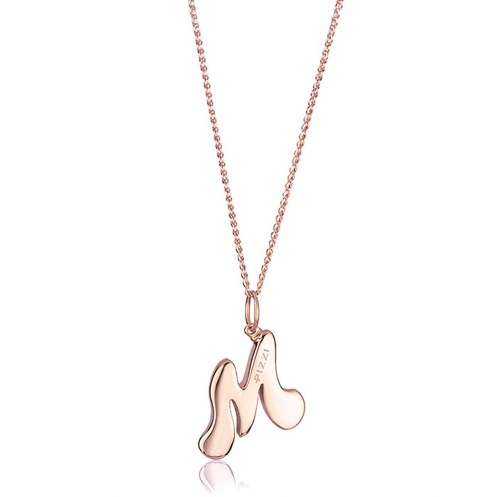 Collana in oro rosa 18kt con iniziale lettera m