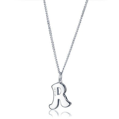 Collana in oro bianco 18kt con iniziale lettera r