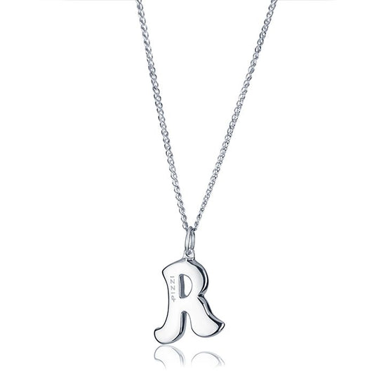 Collana in oro bianco 18kt con iniziale lettera r