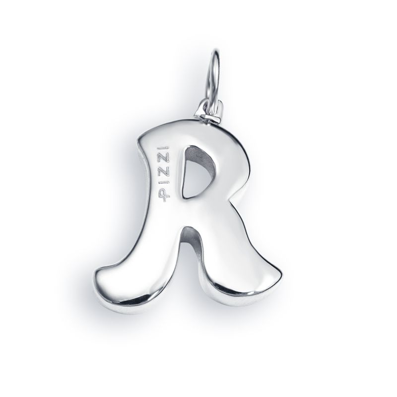 Collana in oro bianco 18kt con iniziale lettera r