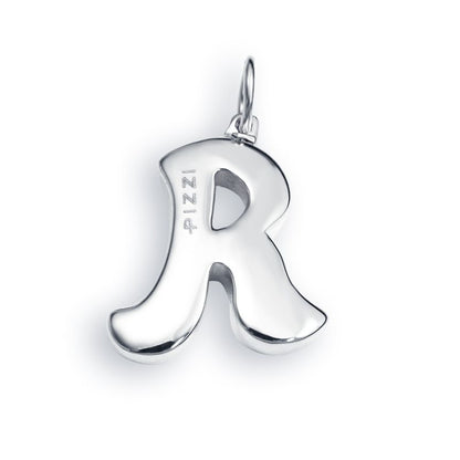 Collana in oro bianco 18kt con iniziale lettera r