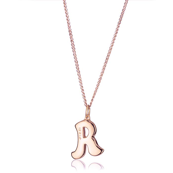 Collana in oro rosa 18kt con iniziale lettera r