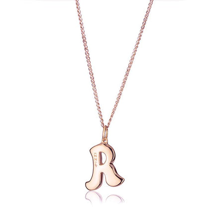 Collana in oro rosa 18kt con iniziale lettera r