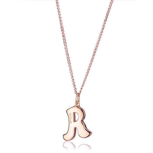 Collana in oro rosa 18kt con iniziale lettera r