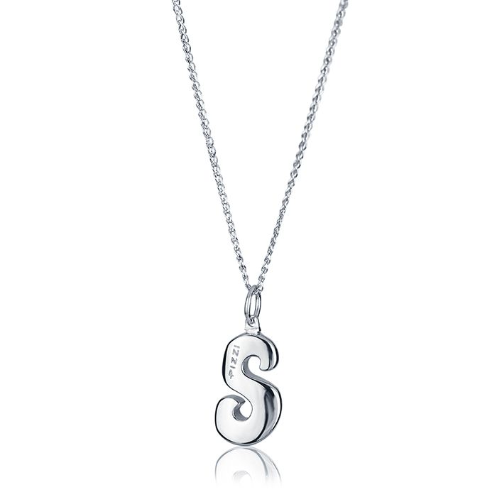 Collana in oro bianco 18kt con iniziale lettera s