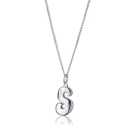 Collana in oro bianco 18kt con iniziale lettera s