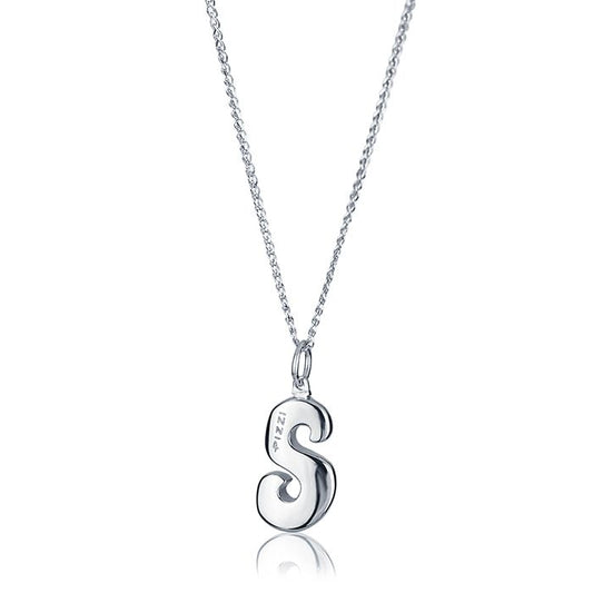 Collana in oro bianco 18kt con iniziale lettera s